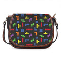 Colorful Block Puzzle Game Pattern Print Saddle Bag