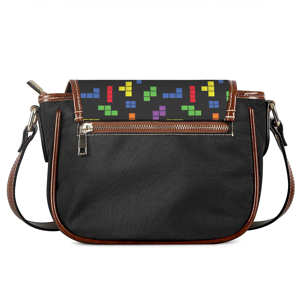 Colorful Block Puzzle Game Pattern Print Saddle Bag