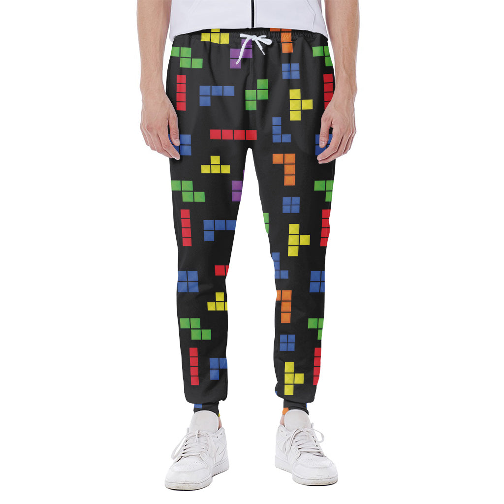 Colorful Block Puzzle Game Pattern Print Scuba Joggers