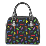 Colorful Block Puzzle Game Pattern Print Shoulder Handbag