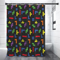 Colorful Block Puzzle Game Pattern Print Shower Curtain