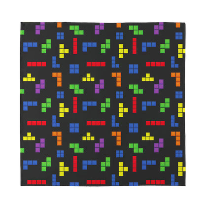 Colorful Block Puzzle Game Pattern Print Silk Bandana