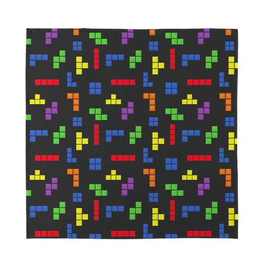 Colorful Block Puzzle Game Pattern Print Silk Bandana