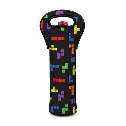 Colorful Block Puzzle Game Pattern Print Single Neoprene Wine Tote