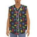Colorful Block Puzzle Game Pattern Print Sleeveless Baseball Jersey