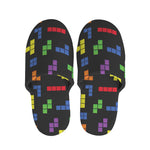 Colorful Block Puzzle Game Pattern Print Slippers