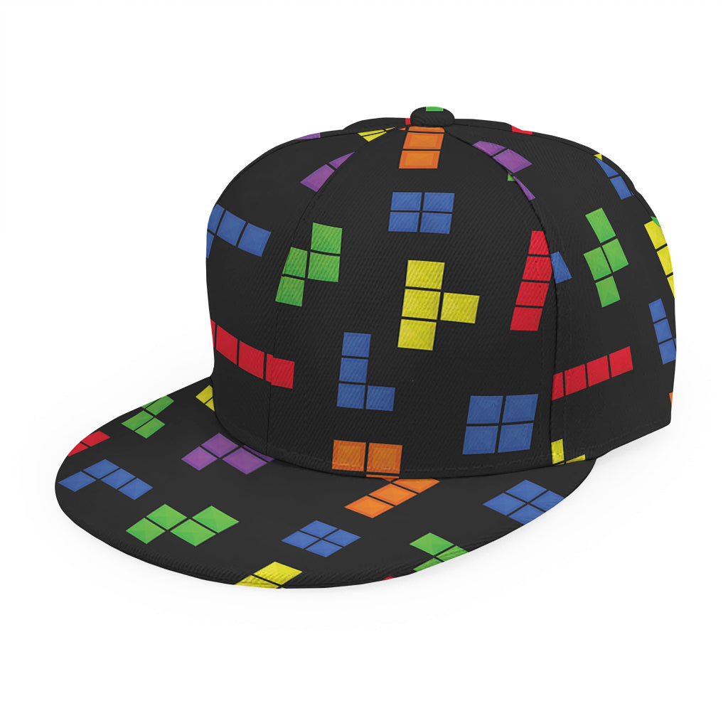 Colorful Block Puzzle Game Pattern Print Snapback Cap