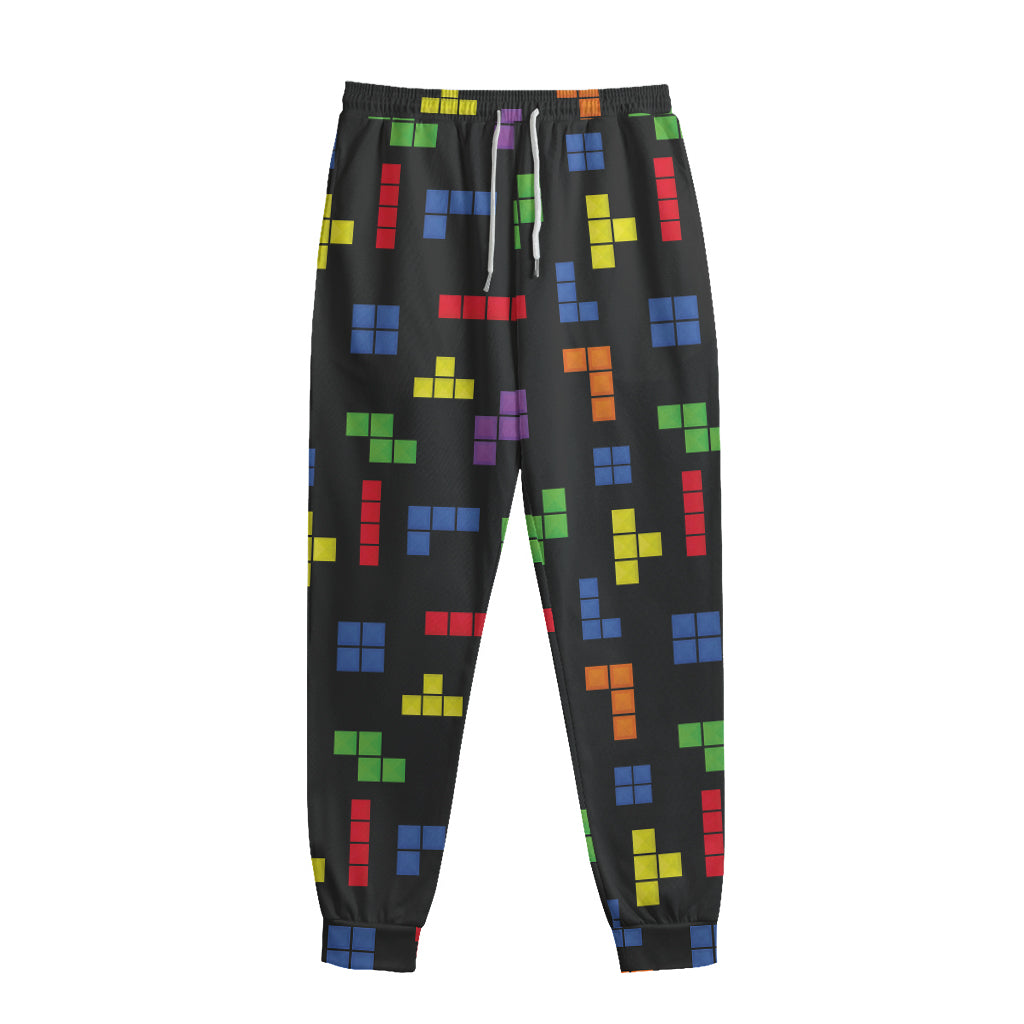 Colorful Block Puzzle Game Pattern Print Sweatpants