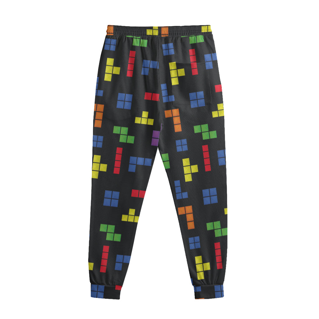 Colorful Block Puzzle Game Pattern Print Sweatpants