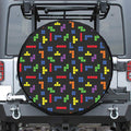 Colorful Block Puzzle Game Pattern Print Tire Cover