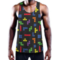 Colorful Block Puzzle Game Pattern Print Men's Workout Tank Top