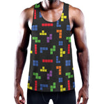 Colorful Block Puzzle Game Pattern Print Training Tank Top