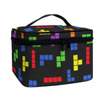 Colorful Block Puzzle Game Pattern Print Travel Makeup Bag