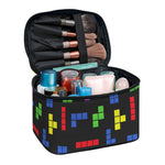 Colorful Block Puzzle Game Pattern Print Travel Makeup Bag
