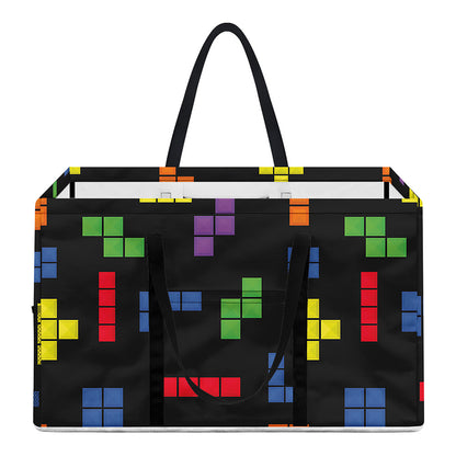 Colorful Block Puzzle Game Pattern Print Utility Tote Bag