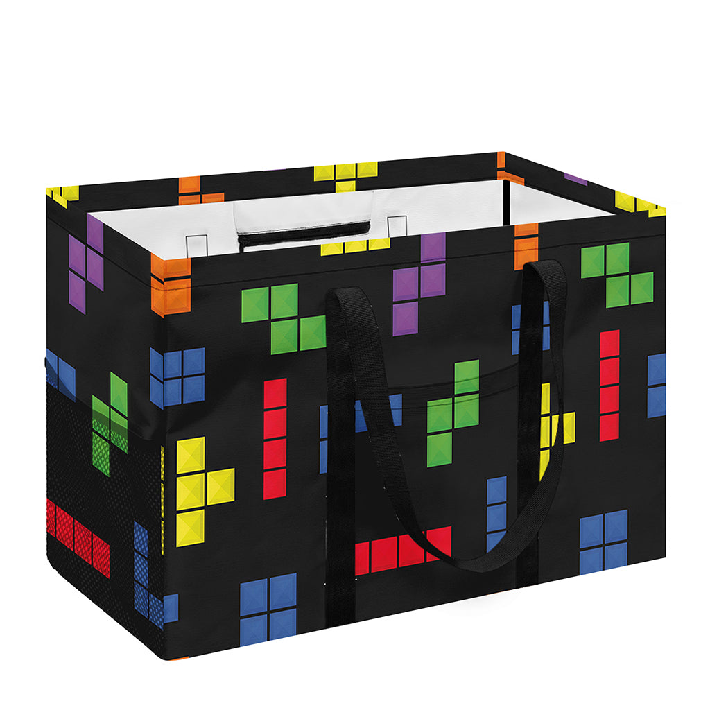 Colorful Block Puzzle Game Pattern Print Utility Tote Bag