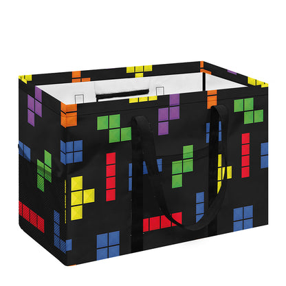 Colorful Block Puzzle Game Pattern Print Utility Tote Bag