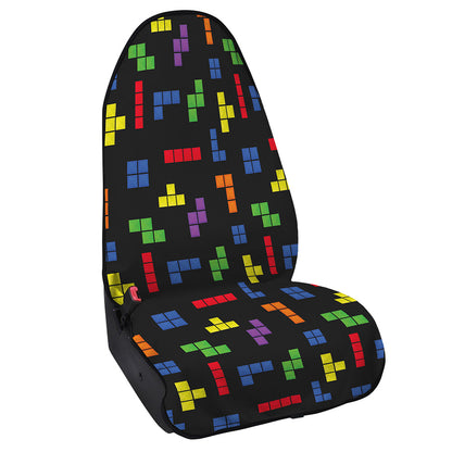 Colorful Block Puzzle Game Pattern Print Waterproof Car Seat Cover