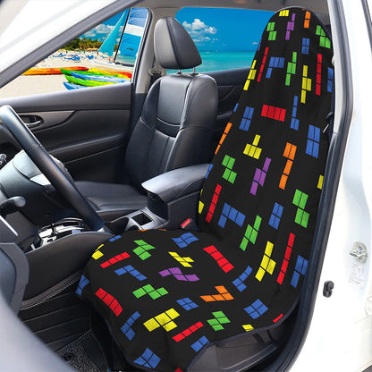Colorful Block Puzzle Game Pattern Print Waterproof Car Seat Cover