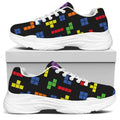 Colorful Block Puzzle Game Pattern Print White Chunky Shoes