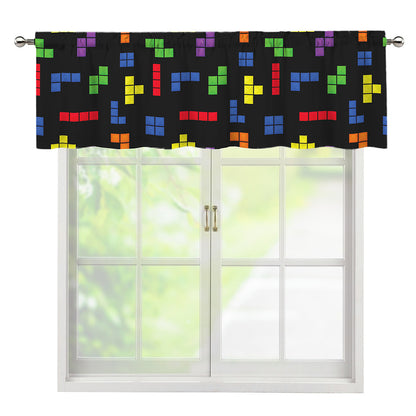 Colorful Block Puzzle Game Pattern Print Window Valance