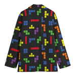Colorful Block Puzzle Game Pattern Print Women's Blazer