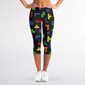 Colorful Block Puzzle Game Pattern Print Women's Capri Leggings