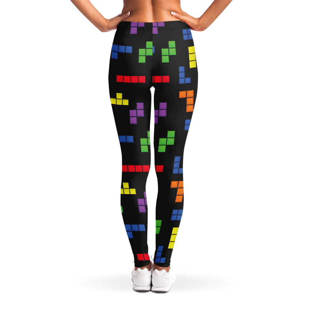 Colorful Block Puzzle Game Pattern Print Women's Leggings