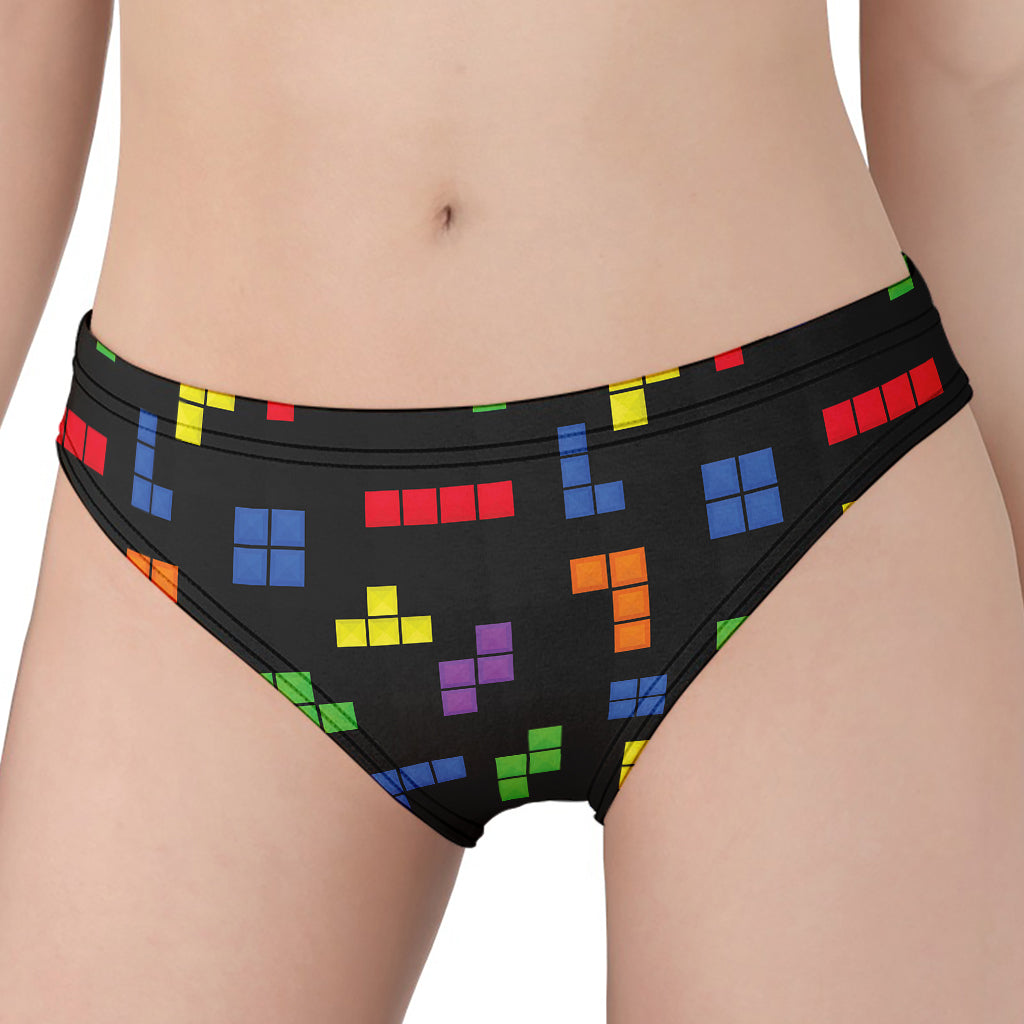 Colorful Block Puzzle Game Pattern Print Women's Panties