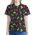 Colorful Block Puzzle Game Pattern Print Women's Polo Shirt