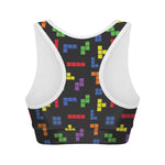 Colorful Block Puzzle Game Pattern Print Women's Sports Bra