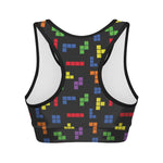 Colorful Block Puzzle Game Pattern Print Women's Sports Bra