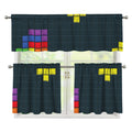 Colorful Block Puzzle Video Game Print 3 Piece Kitchen Curtains