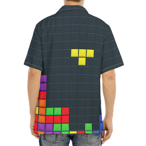 Colorful Block Puzzle Video Game Print Aloha Shirt