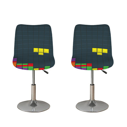 Colorful Block Puzzle Video Game Print Bar Stool Covers