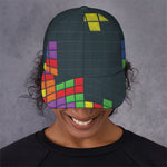 Colorful Block Puzzle Video Game Print Baseball Cap