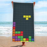 Colorful Block Puzzle Video Game Print Beach Towel