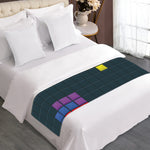 Colorful Block Puzzle Video Game Print Bed Runner