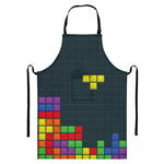 Colorful Block Puzzle Video Game Print Bib Apron With Pocket