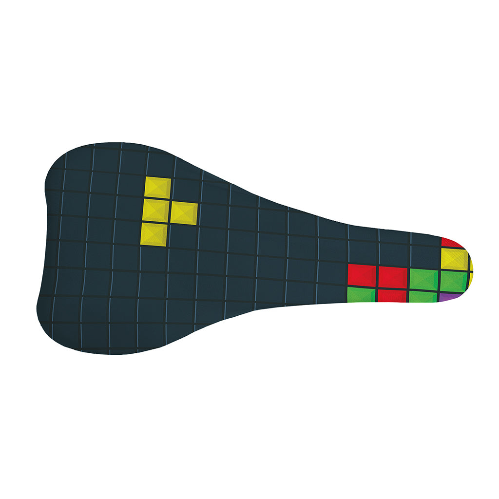 Colorful Block Puzzle Video Game Print Bicycle Seat Cover