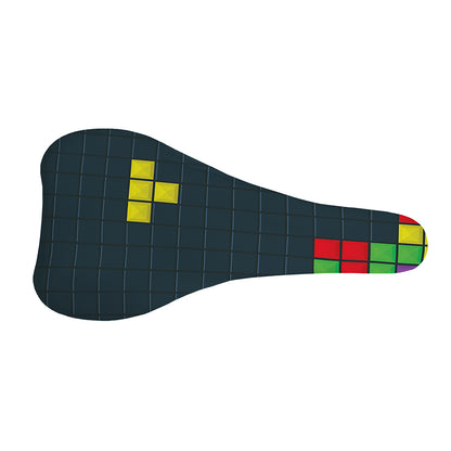 Colorful Block Puzzle Video Game Print Bicycle Seat Cover