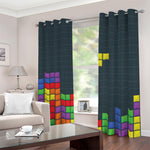 Colorful Block Puzzle Video Game Print Blackout Grommet Curtains