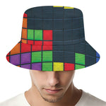 Colorful Block Puzzle Video Game Print Bucket Hat