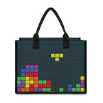 Colorful Block Puzzle Video Game Print Canvas Tote Bag