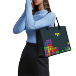 Colorful Block Puzzle Video Game Print Canvas Tote Bag