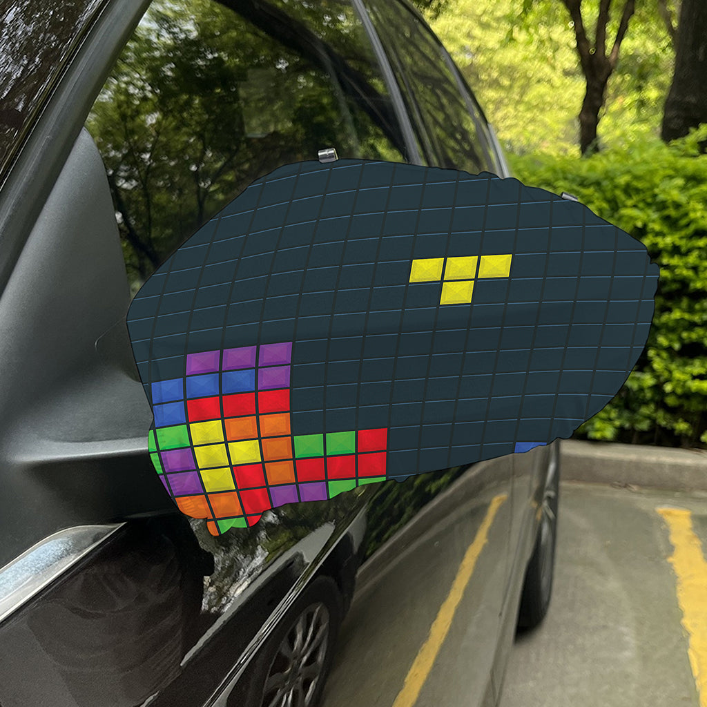 Colorful Block Puzzle Video Game Print Car Side Mirror Covers