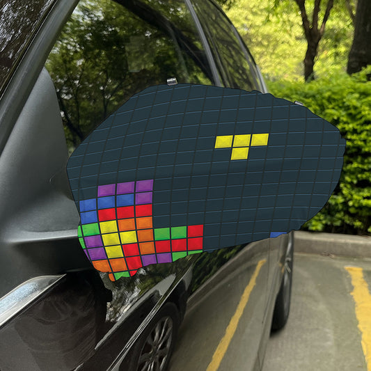 Colorful Block Puzzle Video Game Print Car Side Mirror Covers