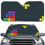 Colorful Block Puzzle Video Game Print Car Windshield Sun Shade