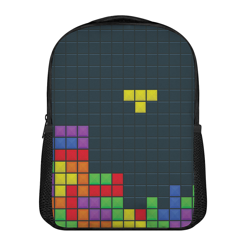 Colorful Block Puzzle Video Game Print Casual Backpack