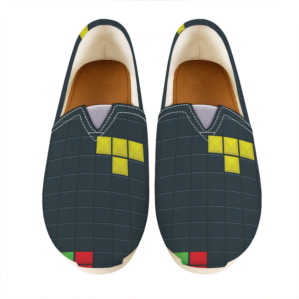Colorful Block Puzzle Video Game Print Casual Shoes